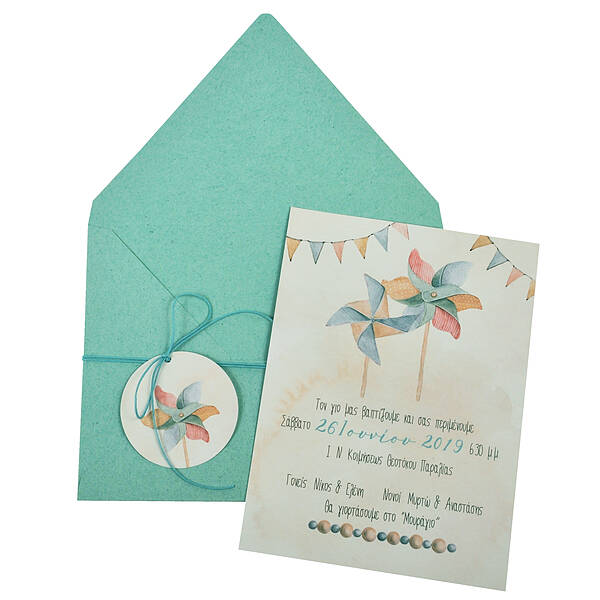 Pinwheels and Bunting · Set CCY: Pointed-flap envelope with round tag