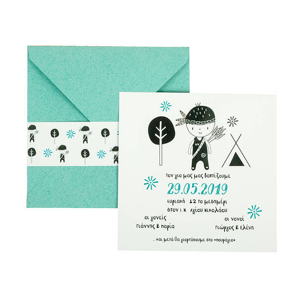 Little Native American with Teepee · Set CTR: Pointed-flap envelope with band