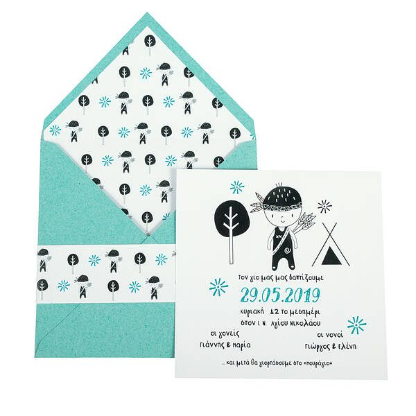 Little Native American with Teepee · Set OTR: Lined envelope with band