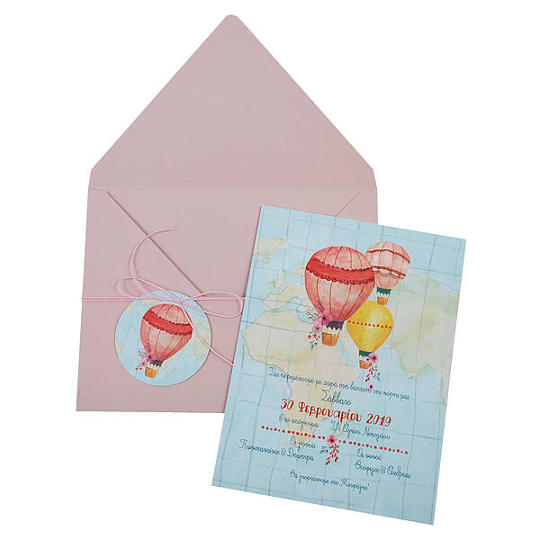 Hot Air Balloons on a Map · Set CCY: Pointed-flap envelope with round tag