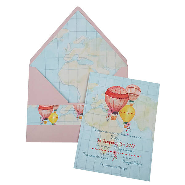 Hot Air Balloons on a Map · Set OTR: Lined envelope with band